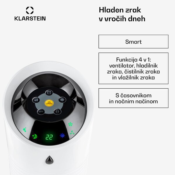 Klarstein Skyscraper Ice Smart, 4-v-1, Ohlajevalnik zraka in ventilator, WiFi, 180m³/h, daljinsko upravljanje