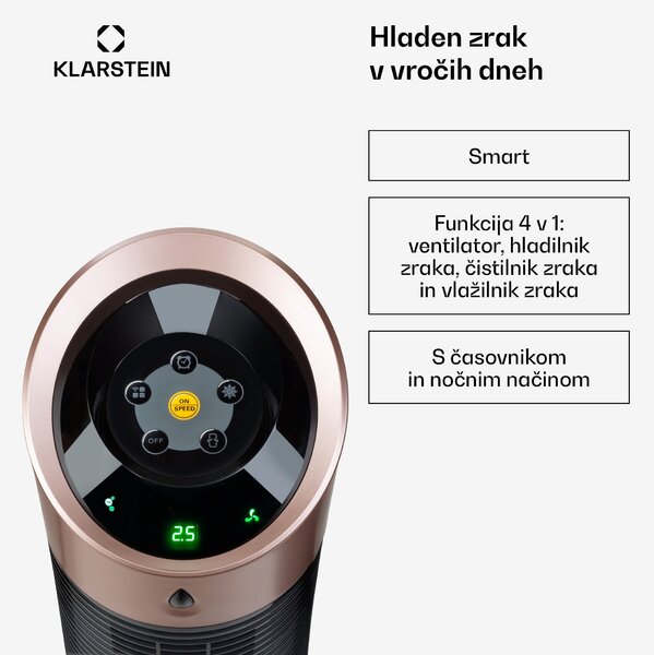 Klarstein Skyscraper Ice Smart, 4-v-1, Ohlajevalnik zraka in ventilator, WiFi, 210m³/h, daljinsko upravljanje