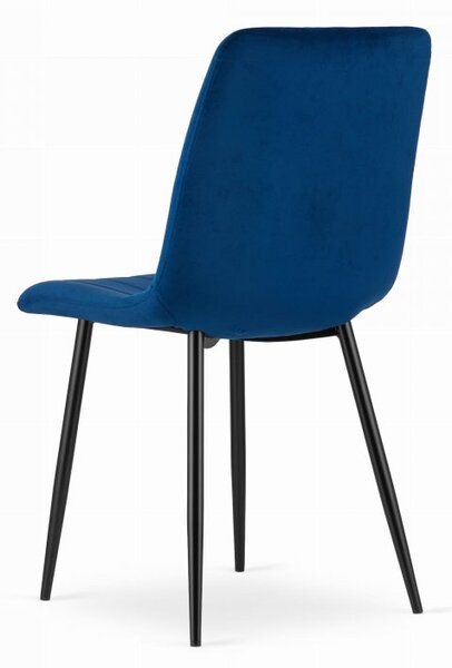 Jedilni set 1 + 4, črna miza RAMOD 100x60 cm + moder stol LAVA s črnimi nogami