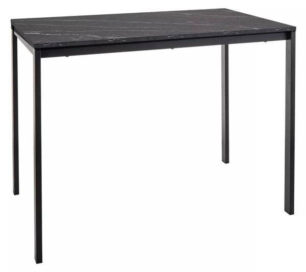 Jedilni set 1 + 4, črna miza RAMOD 100x60 cm v marmorni izvedbi + zeleni stol TURIN s črnimi nogami