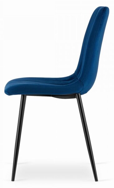 Jedilni set 1 + 4, črna miza RAMOD 100x60 cm + moder stol LAVA s črnimi nogami