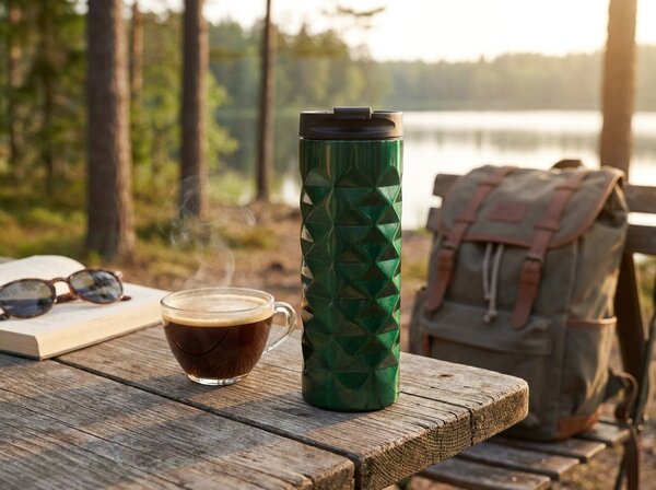 Nerjaveča termosteklenica MALACHITE 370 ml, zelena