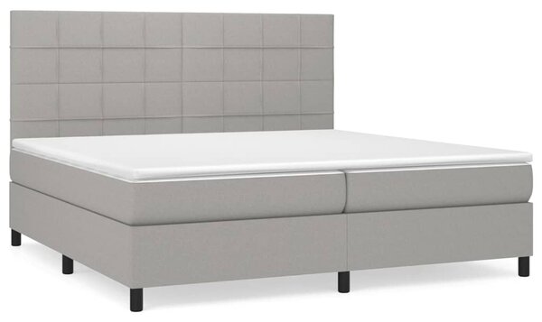 VidaXL Box spring postelja z vzmetnico svetlo siva 200x200 cm blago