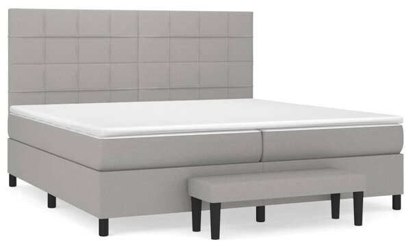 VidaXL Box spring postelja z vzmetnico svetlo siva 200x200 cm blago