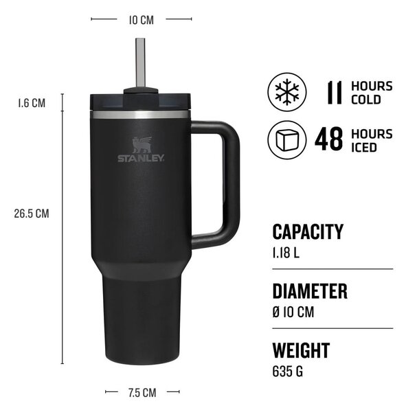 Črna termoska 1,18 l Quencher H2.O FlowState – Stanley