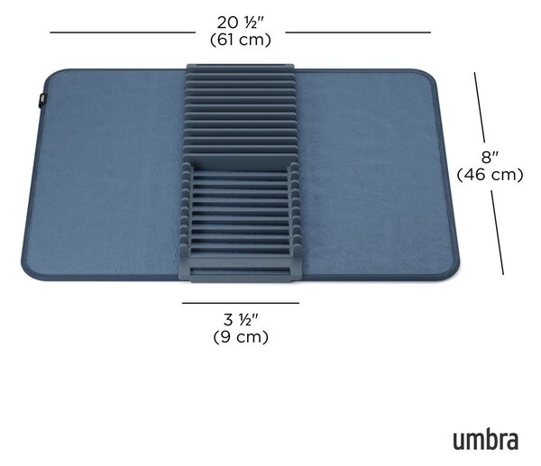 Modra tekstilna odcejalna podloga 61x46 cm Udry – Umbra