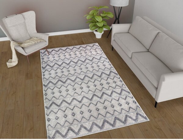 Siva pralna preproga 80x150 cm Zig Zag – Vitaus