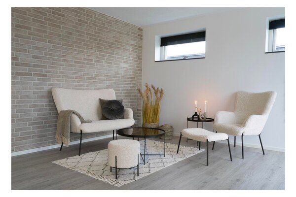 Kremno bel tabure iz umetnega krzna Glasgow – House Nordic