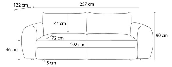 Opečnato oranžna raztegljiva sedežna garnitura iz rebrastega žameta 257 cm Lucien – Bobochic Paris