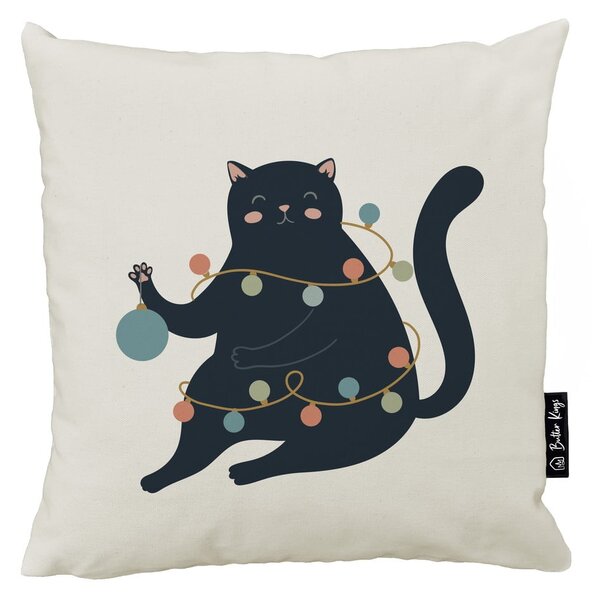 Prevleka za blazino z božičnim motivom 45x45 cm Festive Cat – Butter Kings