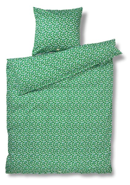 Zelena posteljnina iz bombažnega satena 140x200 cm Pleasantly – JUNA