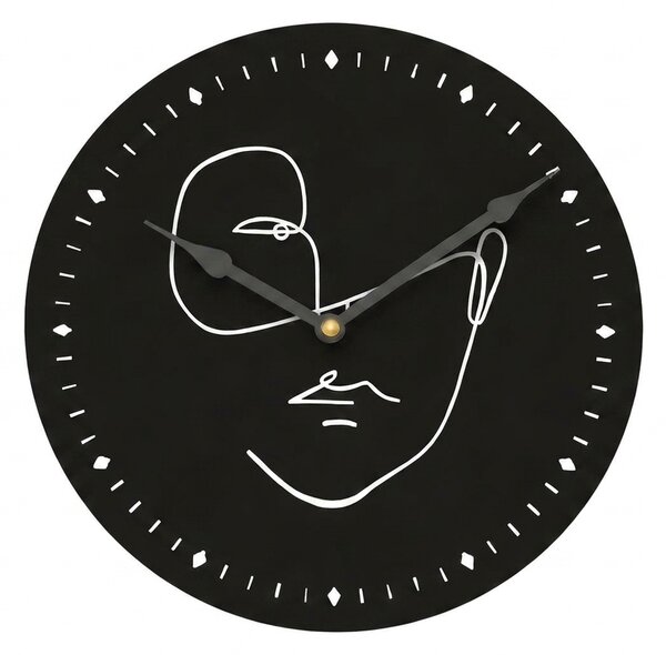 Stenska ura LINE FACE 29 cm, črna