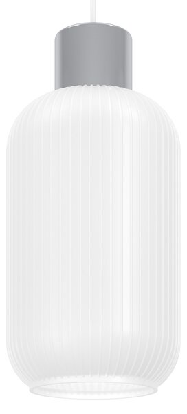 EGLO Visoka svetilka Dasmina, Ø 13 cm, bela/krom, steklo, E27, zatemnjen, Bela, Dnevna soba / jedilnica, Steklo, Mladostno bivanje