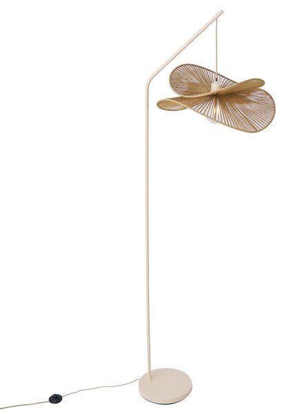 Art Deco stoječa svetilka bež z bež senčilom - Nest