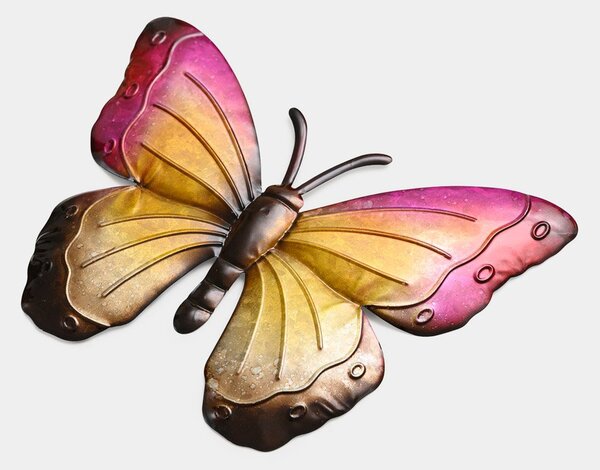 Stenska kovinska dekoracija metulj BUTTERFLY 40 cm - več barv Barva: Rdeča