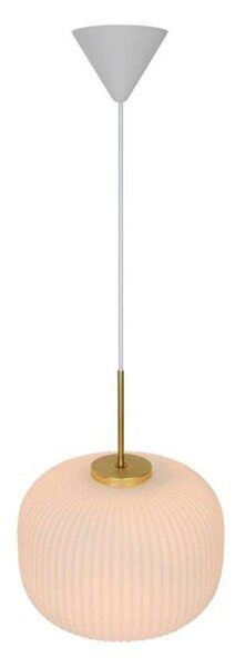 Nordlux Obesek Milford, opalno bela/medenina, Ø 30 cm, zatemnjen, Bela, Dnevna soba / jedilnica, Steklo