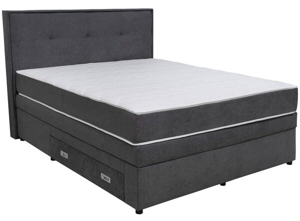 BOXSPRING POSTELJA 160 cm x 200 cm , les, tekstil, leseni material temno siva
