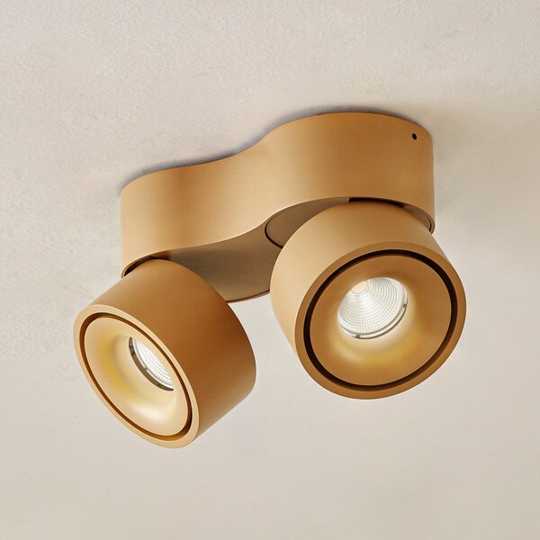 Arcchio LED stropni reflektor Rotari, rjav, 2-svetilna, 8,9W, zatemnjen, Rjava / rjasta, Hodnik, Aluminij, Sodobni