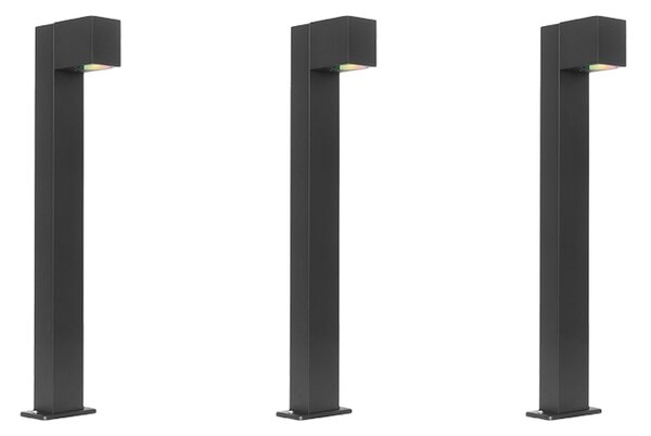 Komplet 3 pametnih zunanjih stoječih svetilk črne barve 65 cm IP44 vklj. Zigbee GU10 - Baleno