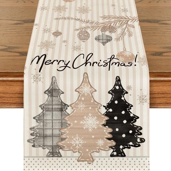Laneni božični tekač NOEL BRUNCH 33x180 cm, bež