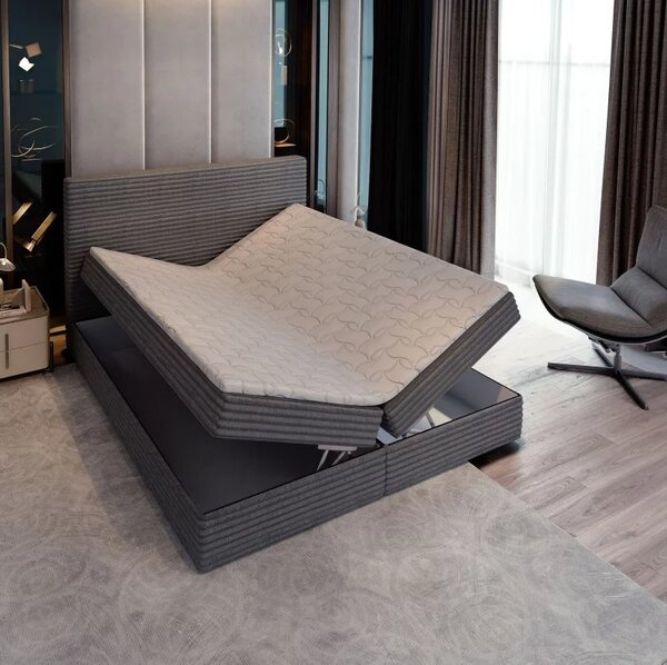 Oblazinjena postelja boxspring ISPIRA 140x200 cm kremna Vzmetnica: Vzmetnica Bonell