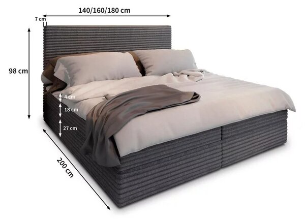 Oblazinjena postelja boxspring ISPIRA 140x200 cm kremna Vzmetnica: Vzmetnica Bonell