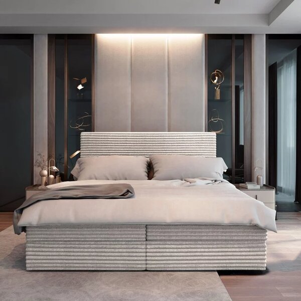 Oblazinjena postelja boxspring ISPIRA 140x200 cm kremna Vzmetnica: Vzmetnica Bonell