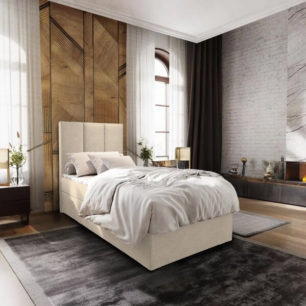 Oblazinjena postelja boxspring MERALIS 80x200 cm bež Vzmetnica: Vzmetnica Bonell