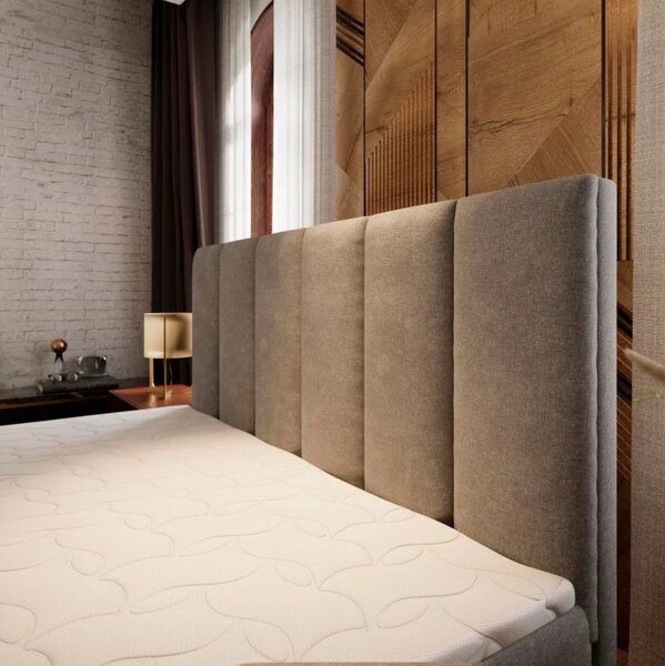 Oblazinjena postelja boxspring MERALIS 140x200 cm bež Vzmetnica: Vzmetnica Bonell