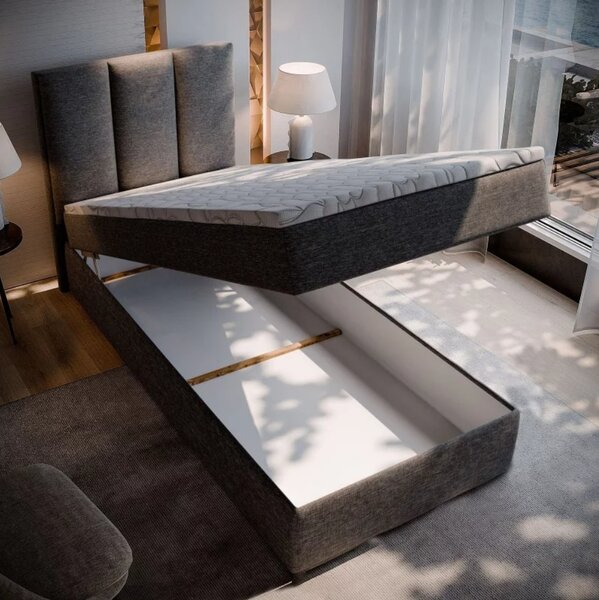 Oblazinjena postelja boxspring MERALIS 80x200 cm bež Vzmetnica: Vzmetnica Bonell
