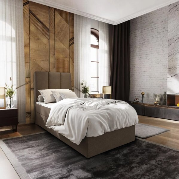 Oblazinjena postelja boxspring MERALIS 80x200 cm rjava Vzmetnica: Vzmetnica Bonell