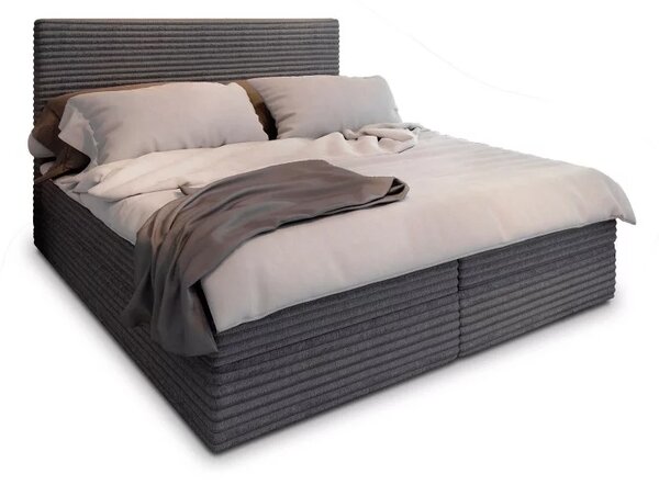 PROMOCIJA Oblazinjena postelja boxspring ISPIRA 140x200 cm siva II. kakovost Vzmetnica: Vzmetnica Bonell