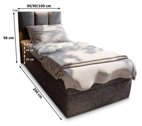 Oblazinjena postelja boxspring MERALIS 80x200 cm bež Vzmetnica: Vzmetnica Bonell