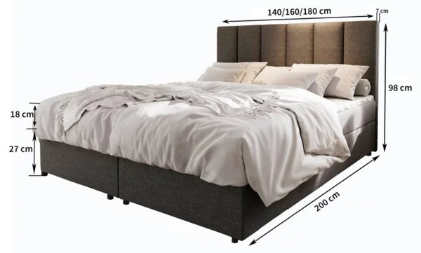 Oblazinjena postelja boxspring MERALIS 140x200 cm bež Vzmetnica: Vzmetnica Bonell