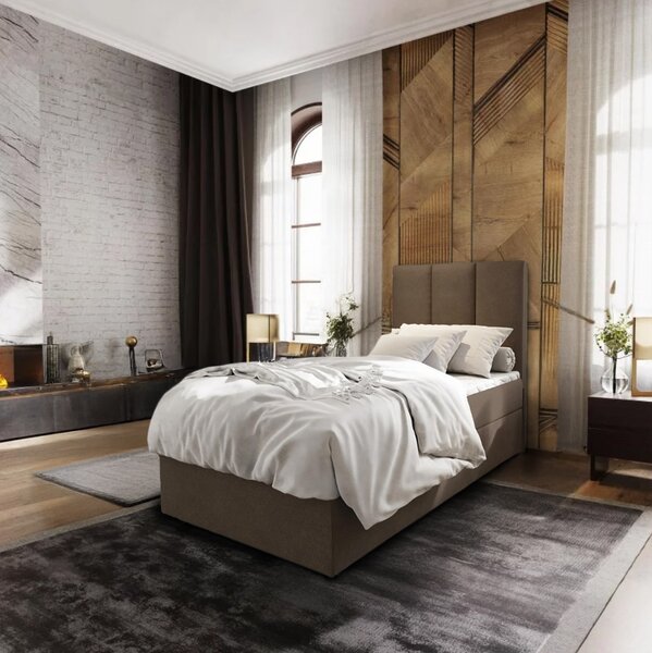 Oblazinjena postelja boxspring MERALIS 80x200 cm rjava Vzmetnica: Vzmetnica Bonell