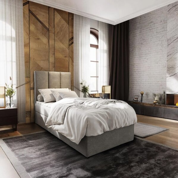 Oblazinjena postelja boxspring MERALIS 80x200 cm siva Vzmetnica: Vzmetnica Bonell