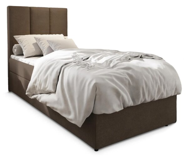 Oblazinjena postelja boxspring MERALIS 80x200 cm rjava Vzmetnica: Vzmetnica Bonell