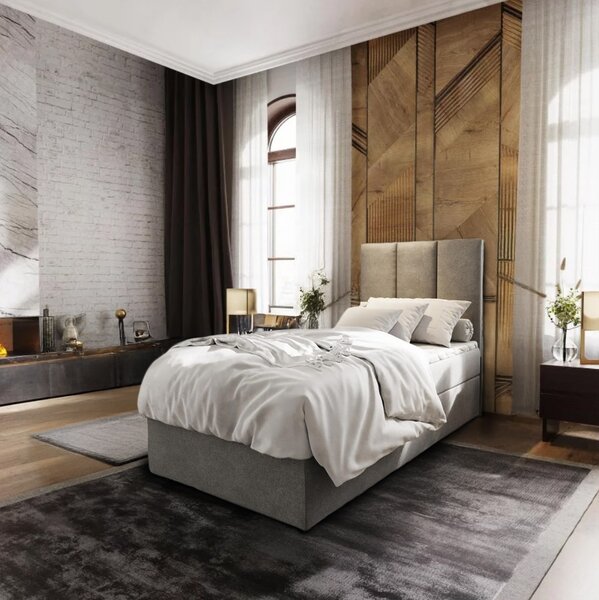 Oblazinjena postelja boxspring MERALIS 80x200 cm siva Vzmetnica: Vzmetnica Bonell