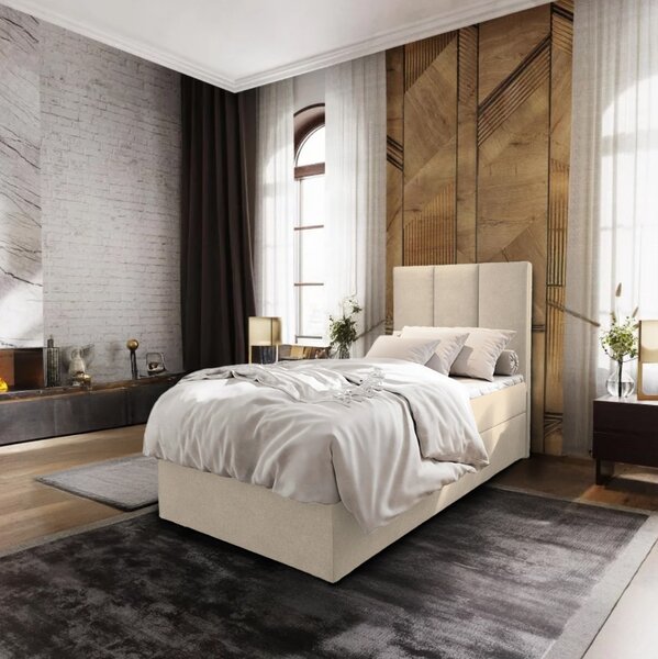 Oblazinjena postelja boxspring MERALIS 80x200 cm bež Vzmetnica: Vzmetnica Bonell