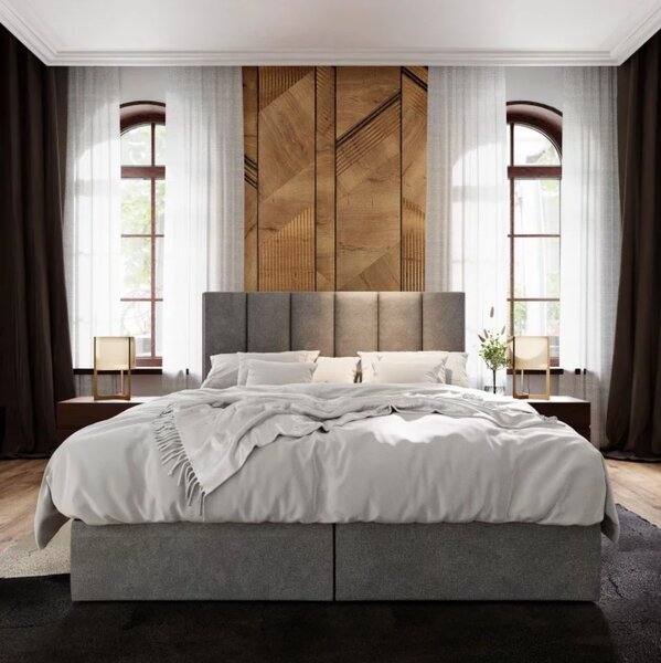 Oblazinjena postelja boxspring MERALIS 160x200 cm siva Vzmetnica: Vzmetnica Bonell