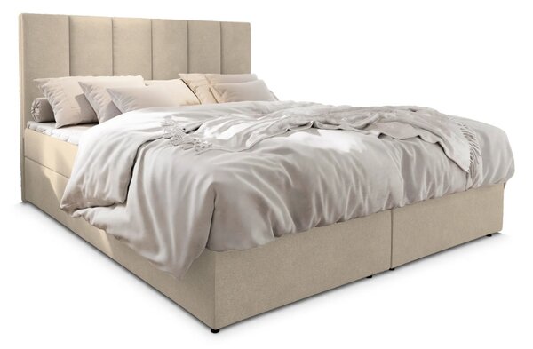 Oblazinjena postelja boxspring MERALIS 140x200 cm bež Vzmetnica: Vzmetnica Bonell