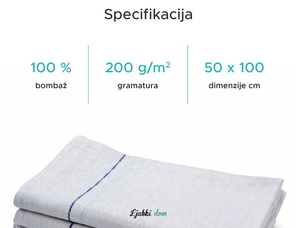 Medicinska brisača MEDI 50 x 100 cm, 100% bombaž