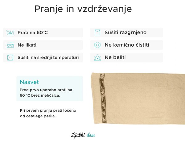 Brisača GREEK 50 x 90 cm bela, 100% bombaž