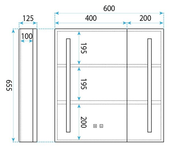 Omara z ogledalom in LED osvetlitvijo M1015-60 60x65