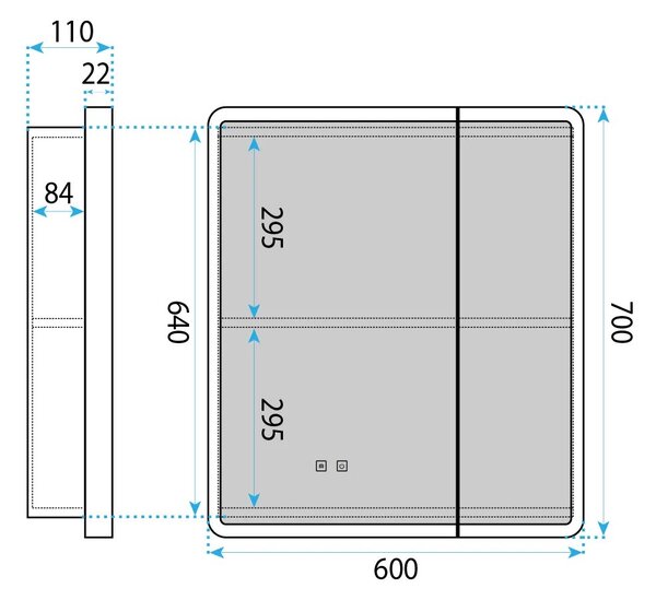 Omara z ogledalom in LED osvetlitvijo M1011-60 60x70
