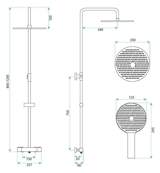 Pršni komplet brez izliva s termostatom Rea Lungo Titan
