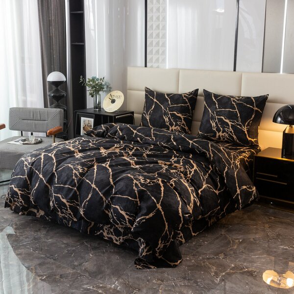 Posteljnina iz mikrovlaken OBSIDIAN črna Dimenzije posteljnine: 70 x 80 cm | 140 x 200 cm