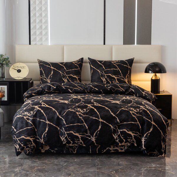 Posteljnina iz mikrovlaken OBSIDIAN črna Dimenzije posteljnine: 70 x 80 cm | 140 x 200 cm