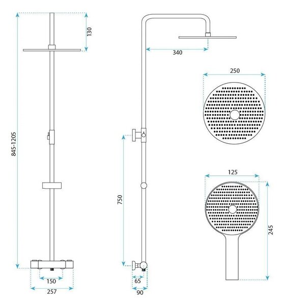 Pršni komplet brez izliva s termostatom Rea Lungo Chrome