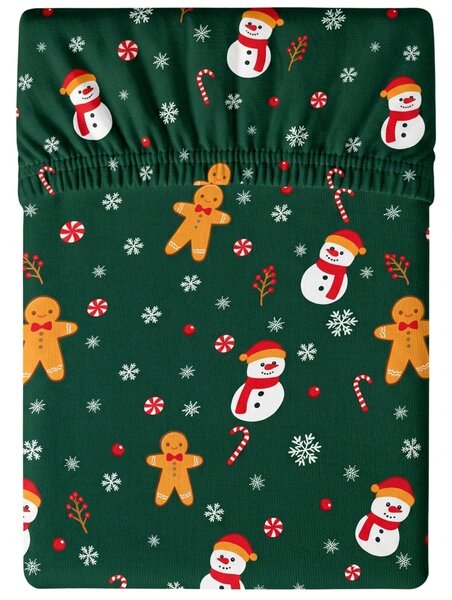 Rjuha iz mikrovlaken SNOWMAN AND GINGERBREAD zelena 180x200 cm